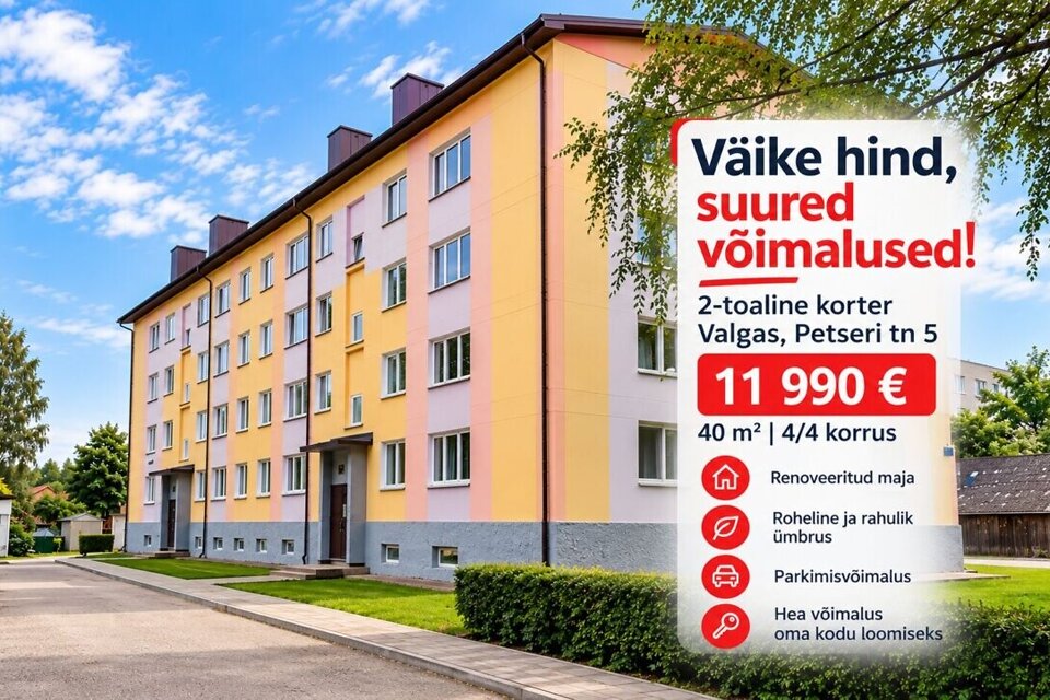 Korter, 2 tuba, 40 m²